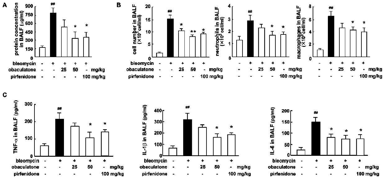 Application of phellodendron lactone in preparation of medicines for treating pulmonary fibrosis, chronic pneumonia and chronic respiratory diseases and medicines thereof