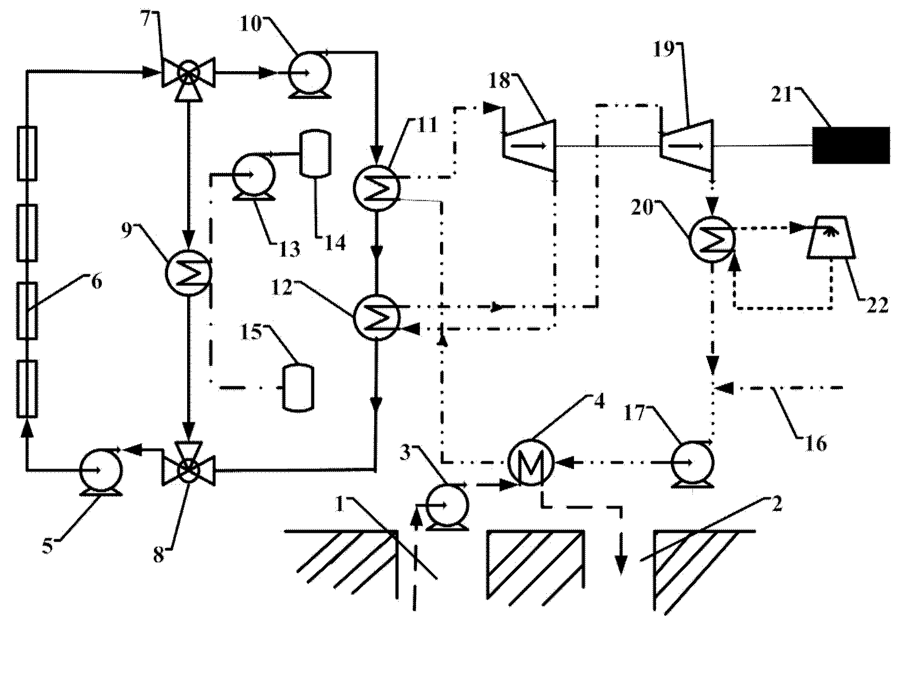 Power generation system for performing energy gradient utilization on geothermal energy and solar energy