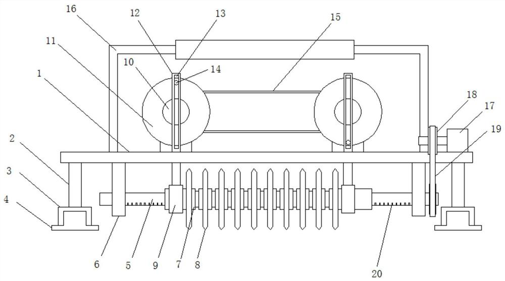 A turntable-driven adjustable water pipe routing slotting device for architectural decoration