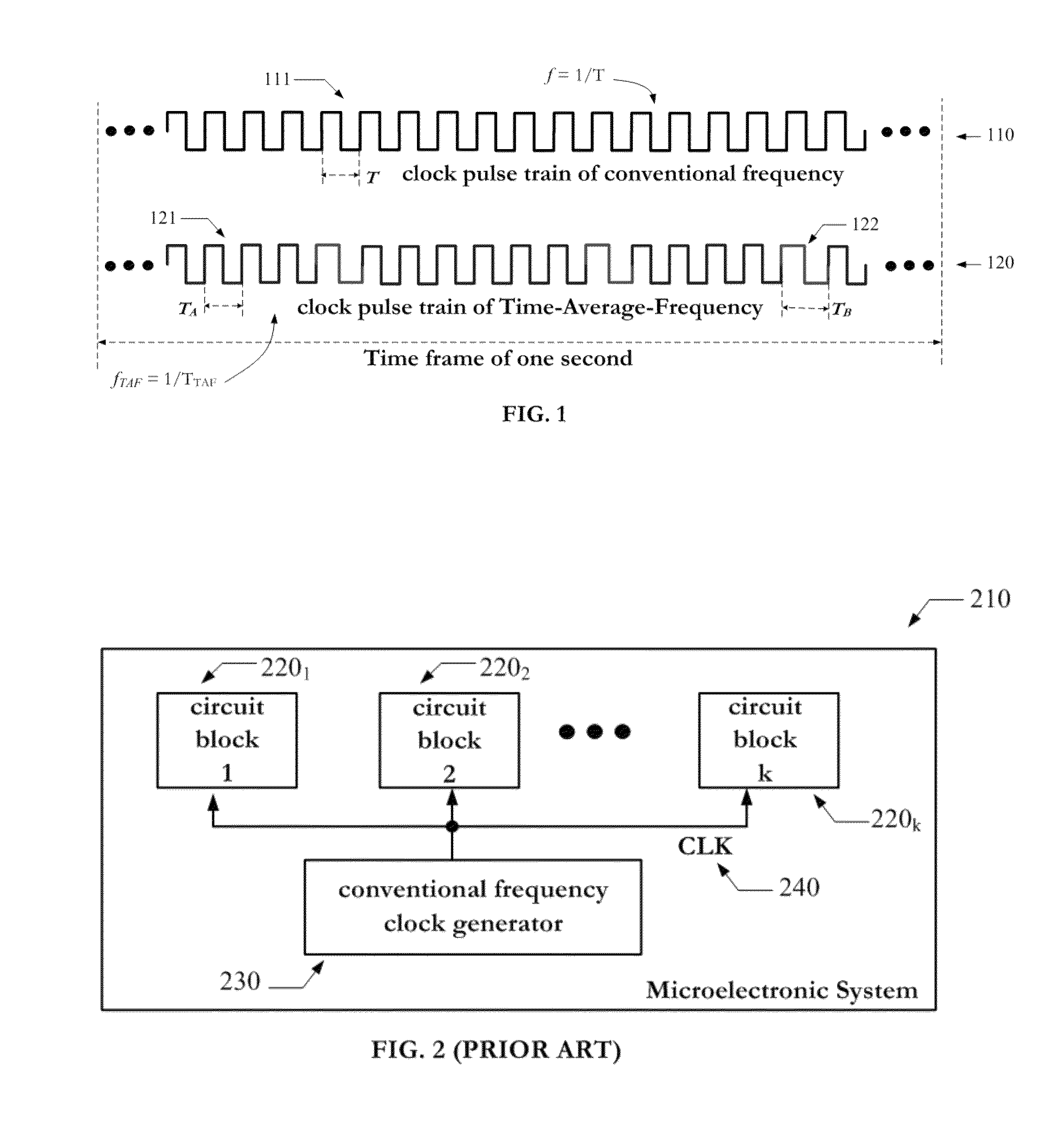 Microelectronic system using time-average-frequency clock signal as its timekeeper