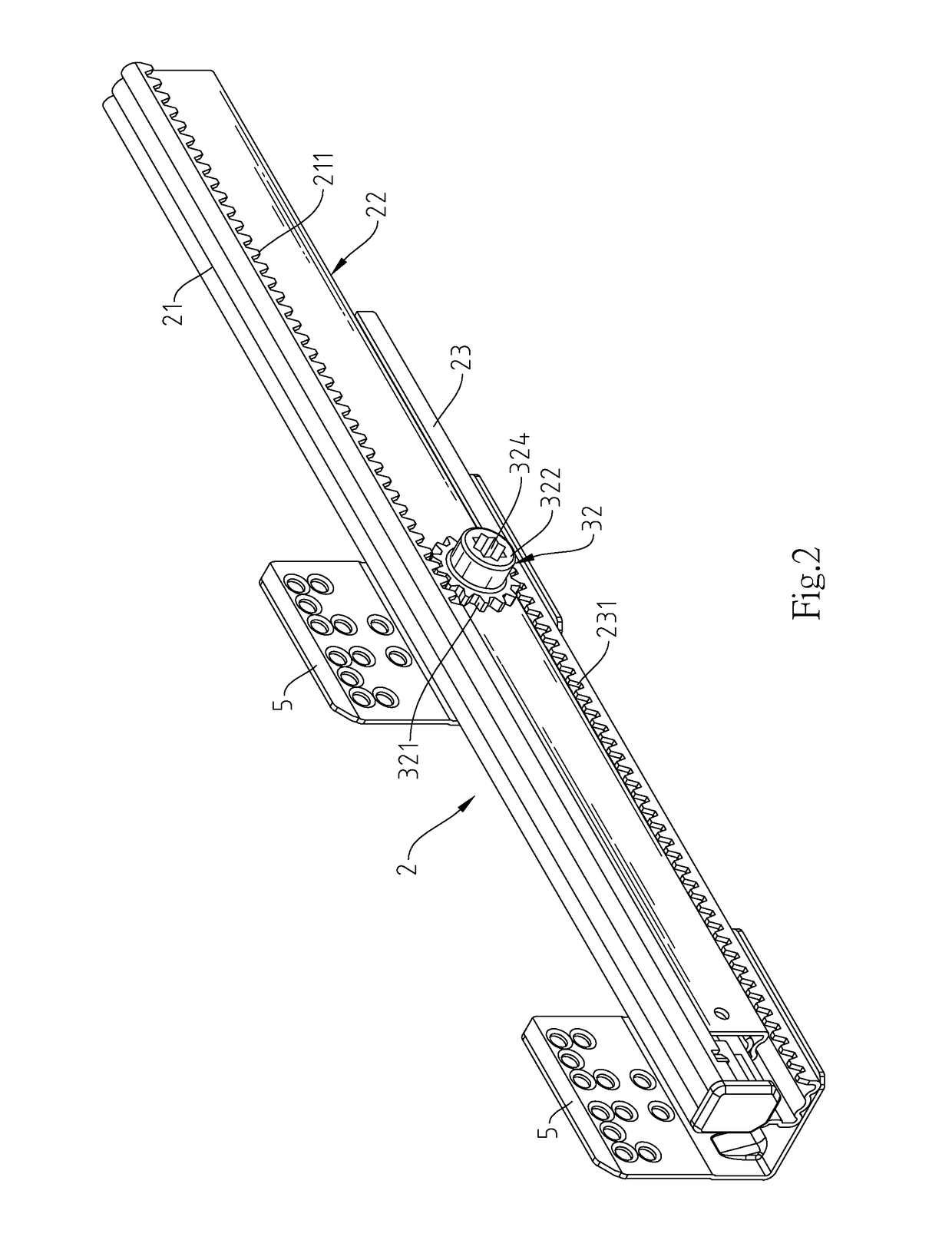 Synchronising sliding rail assembly