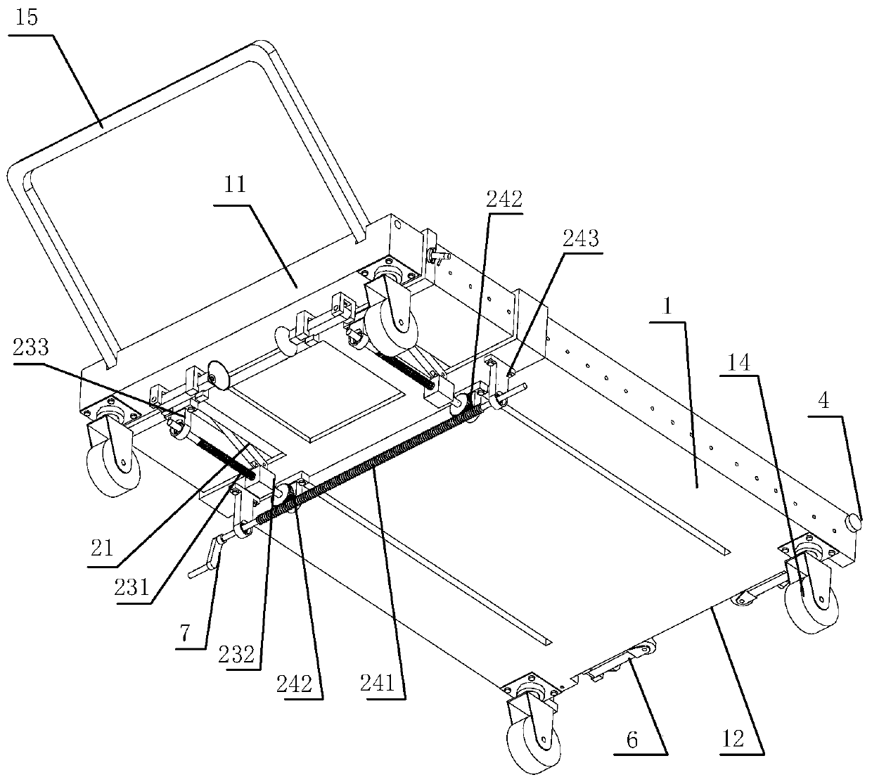 Dumping type flat car