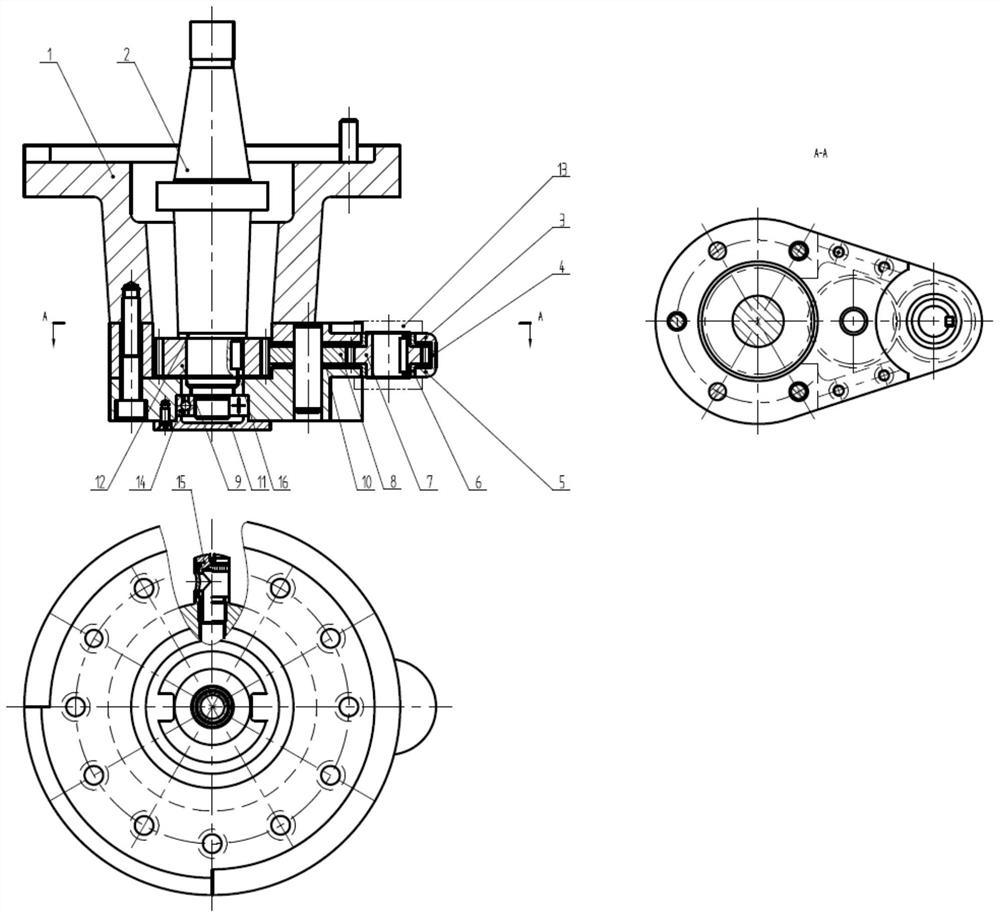 A milling head for milling inner cavity curved grooves