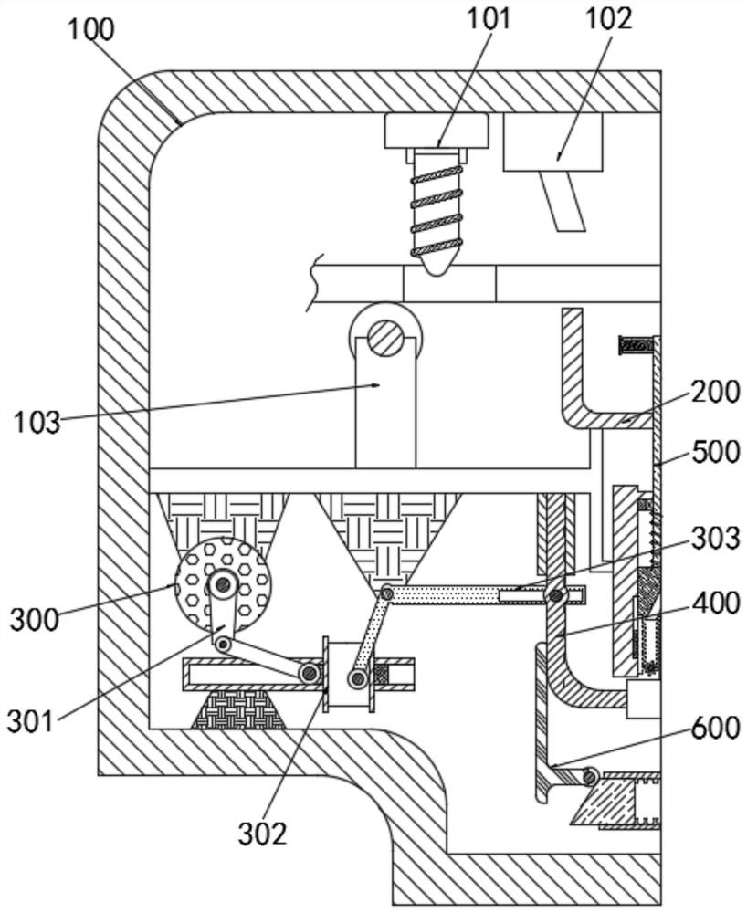 Device for solving waste blockage on through hole in metal material drilling process