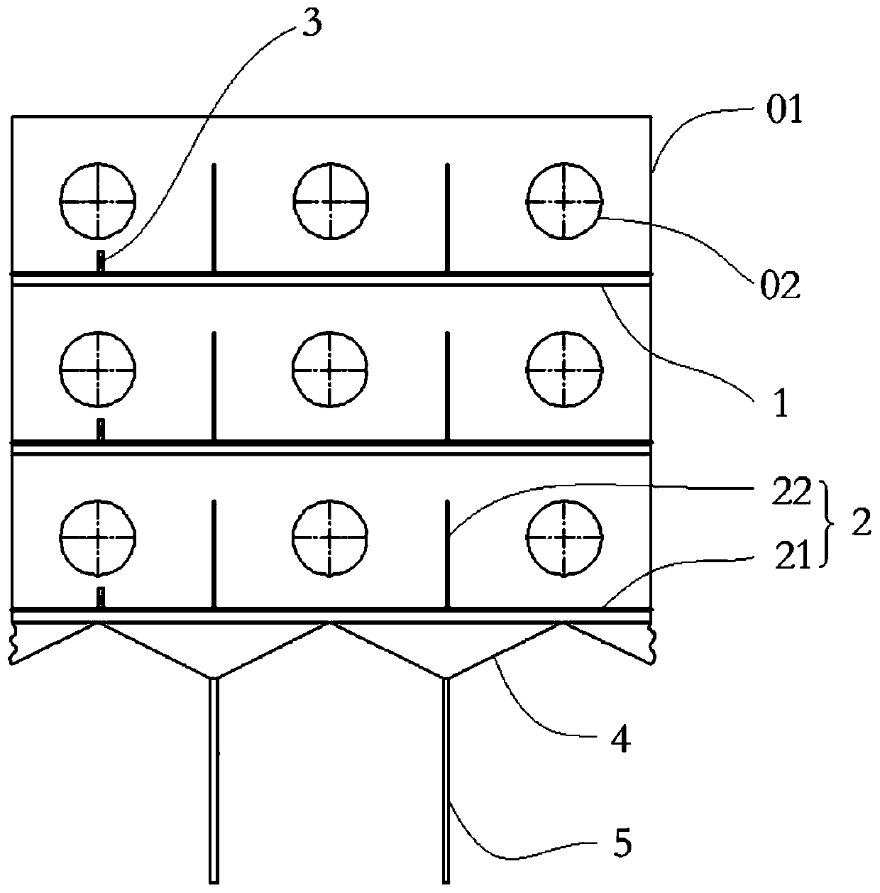 Ash removing device for deposited ash for boiler bellows