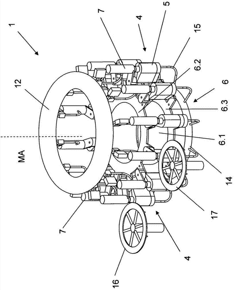 Method and device for cleaning and/or disinfecting a device for producing containers filled with a liquid filling material