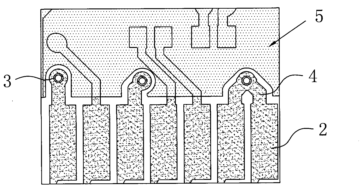 Windowing structure for pressing dry film before plating of goldfinger of module board