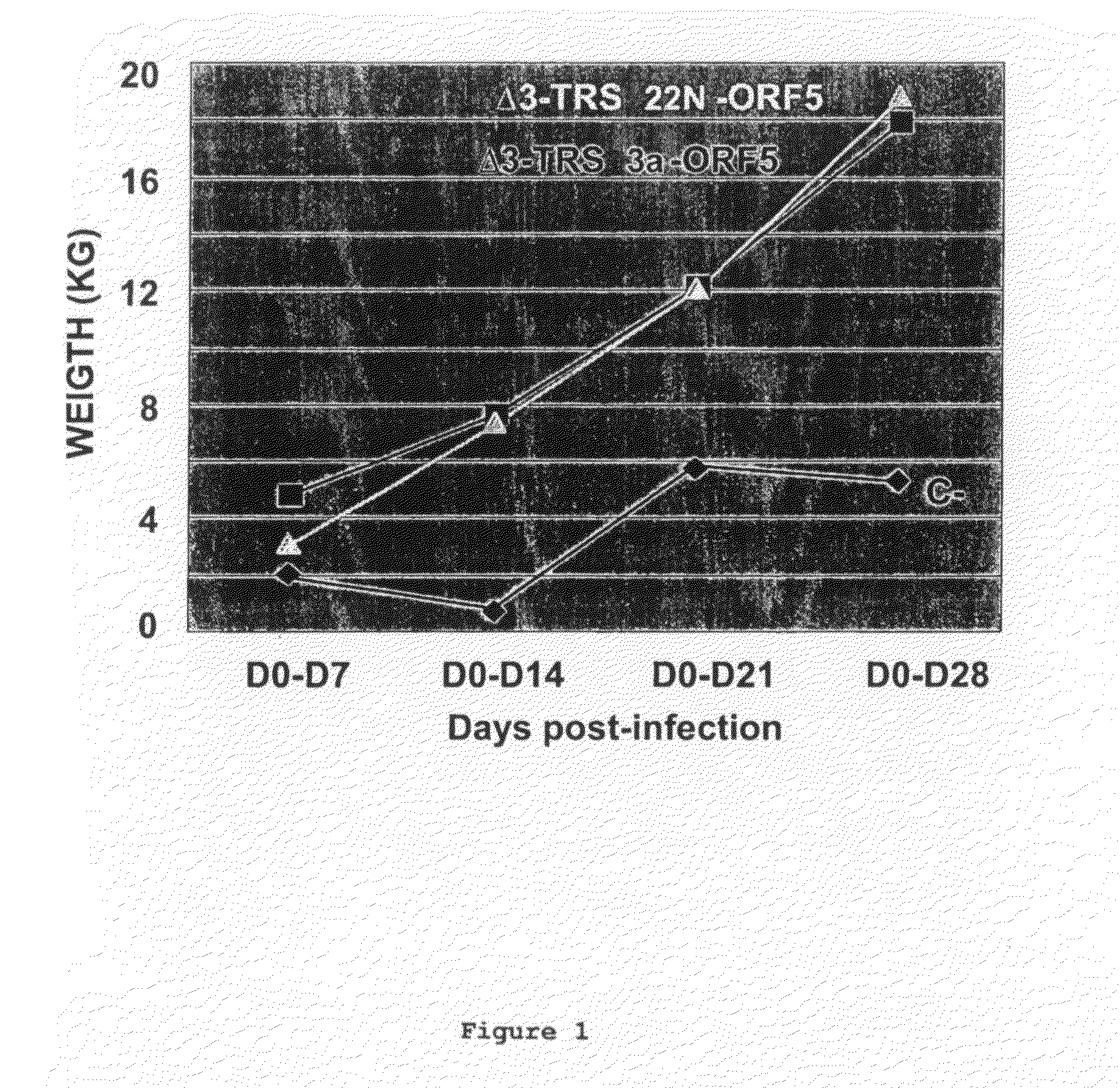 Nucleic Acid Encoding TGEV and PRRSV Sequences for Improved Expression of PRRSV Sequences