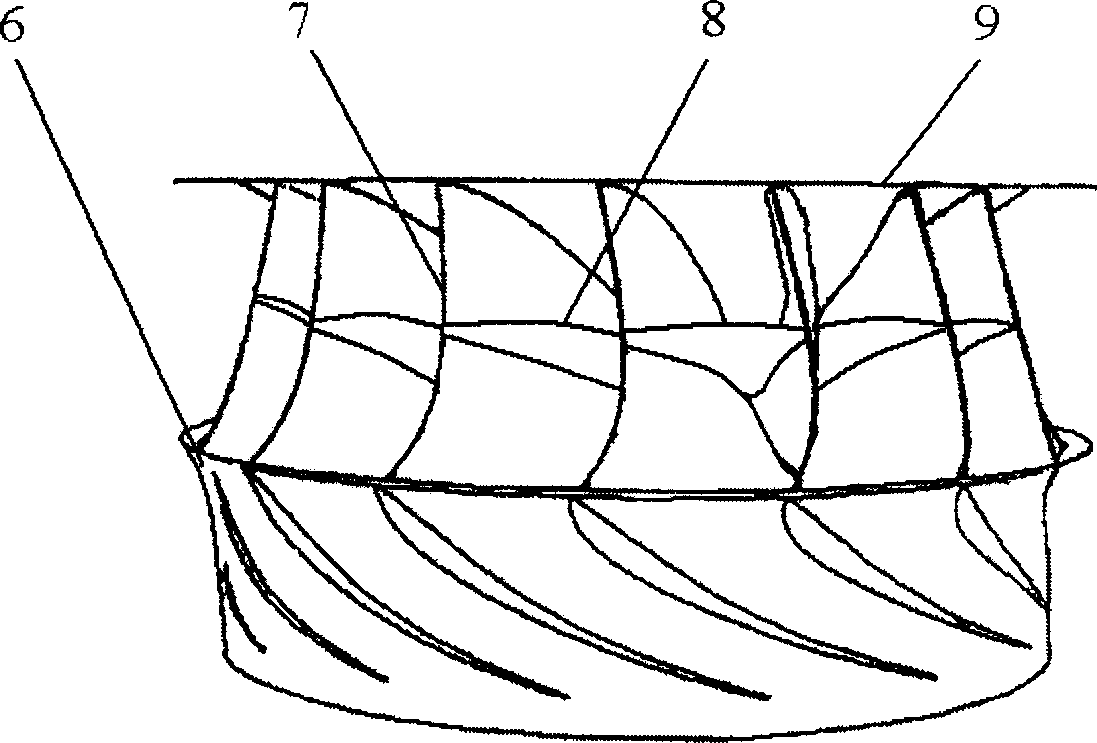 Mixed flow type water turbin having H-type flow path rotary wheel