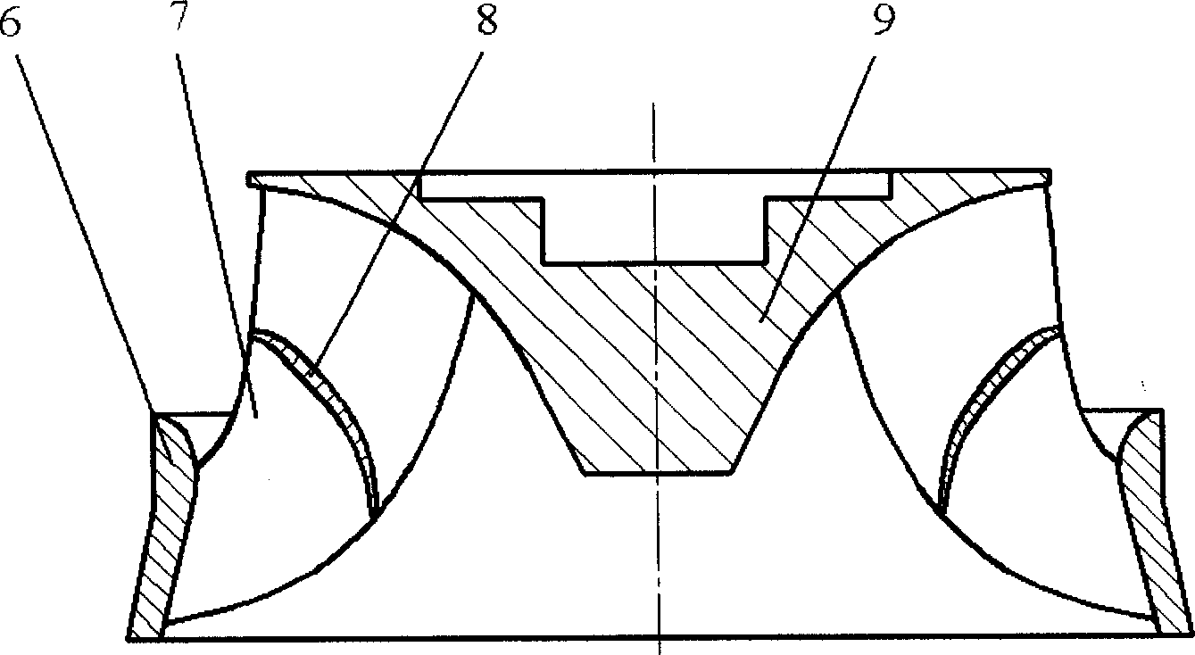 Mixed flow type water turbin having H-type flow path rotary wheel