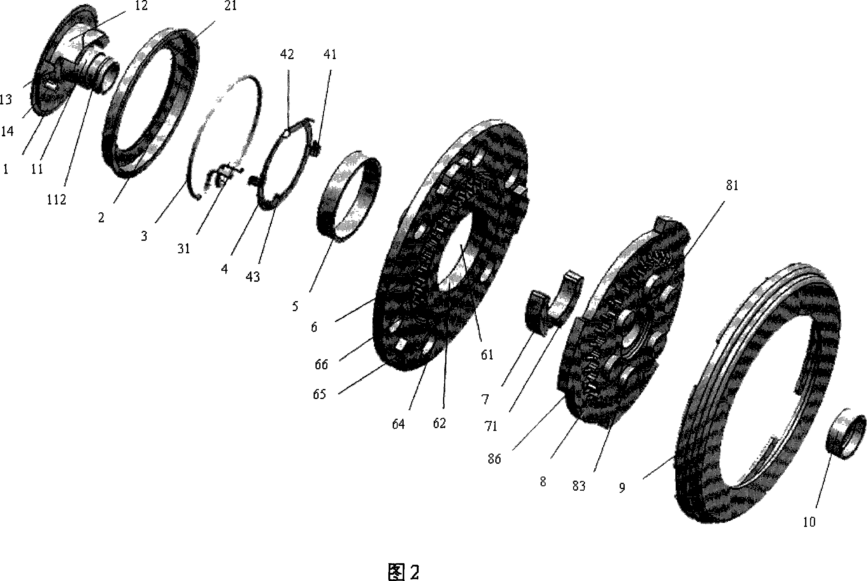 Disc type gapless chair angle modulation device