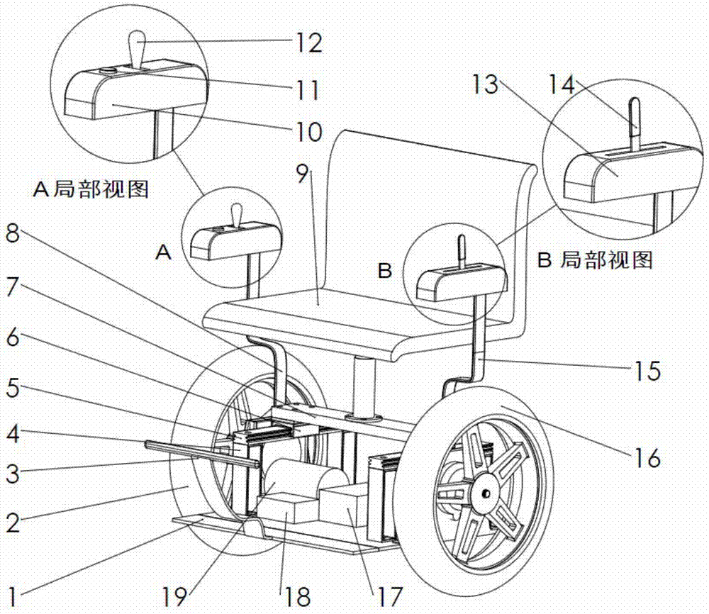 Double-control type two-wheel self-balancing intelligent vehicle