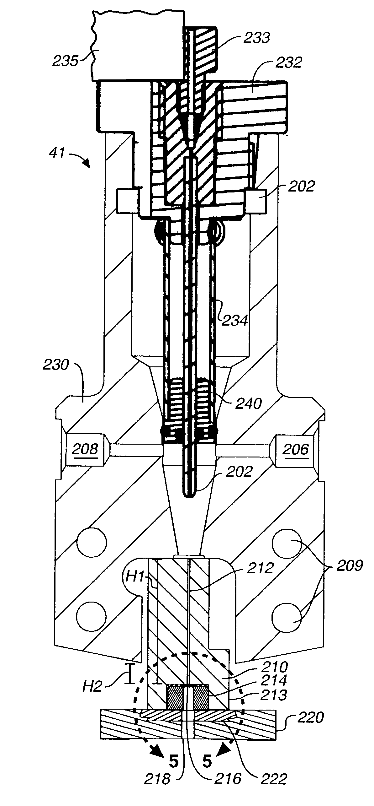 Fixed mounted sorting cuvette with user replaceable nozzle