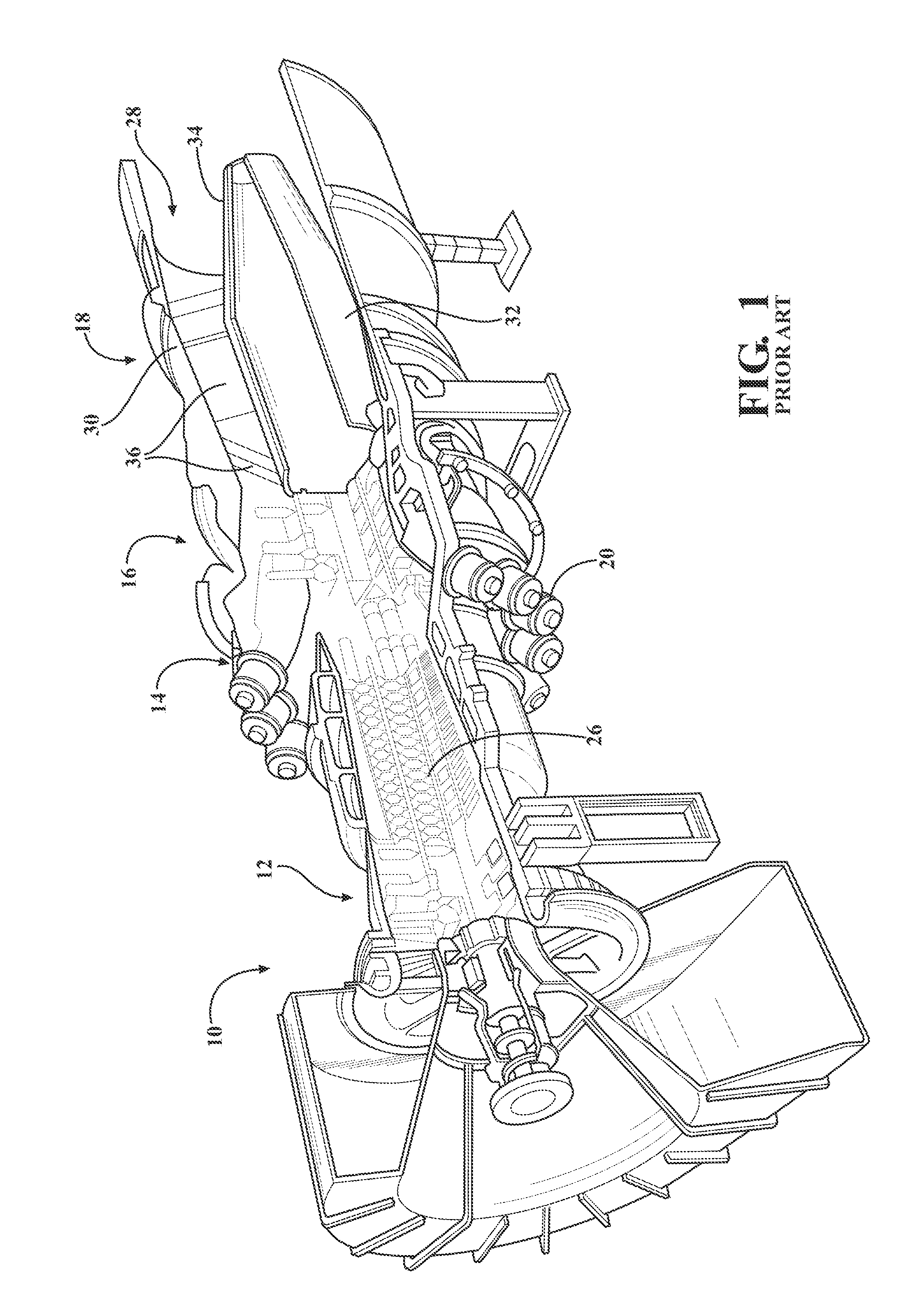 Diffuser with strut-induced vortex mixing