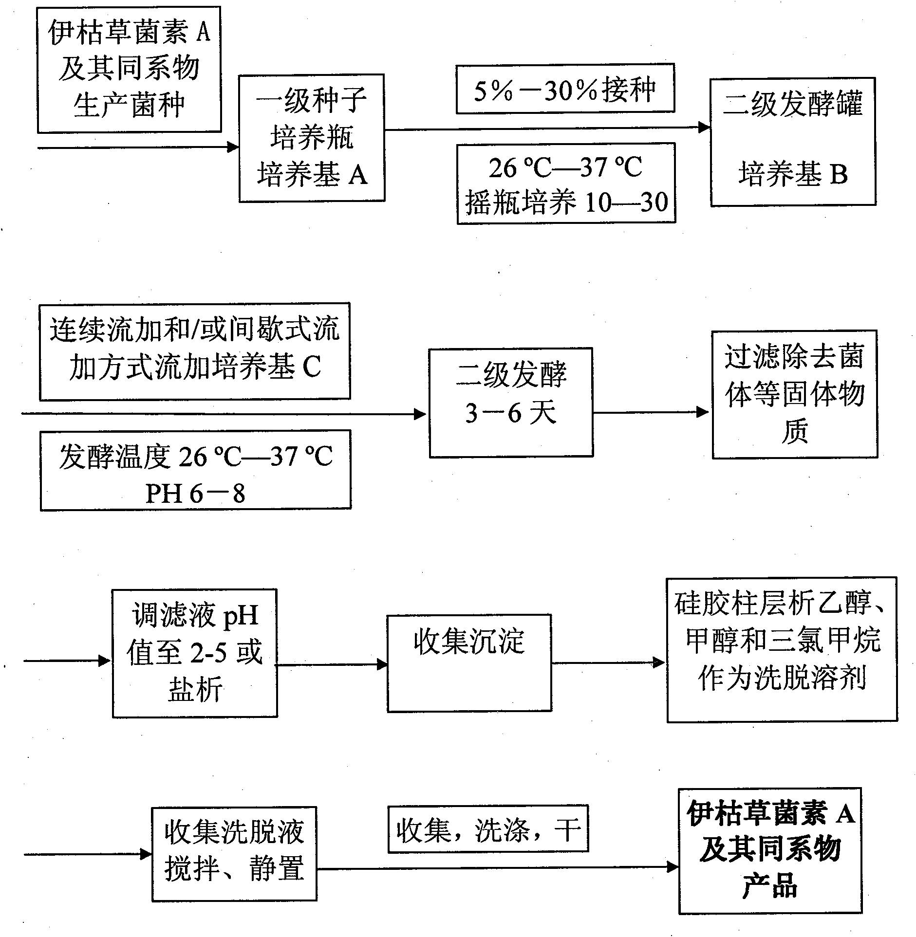 New method for preparing Iturin A and homolugues thereof