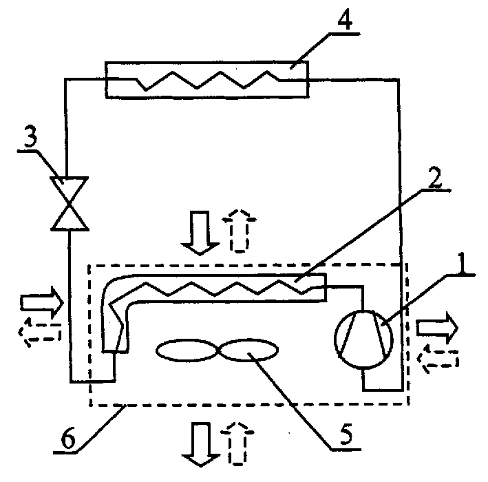 Heat pump type air-cooled air conditioner utilizing compressor waste heat