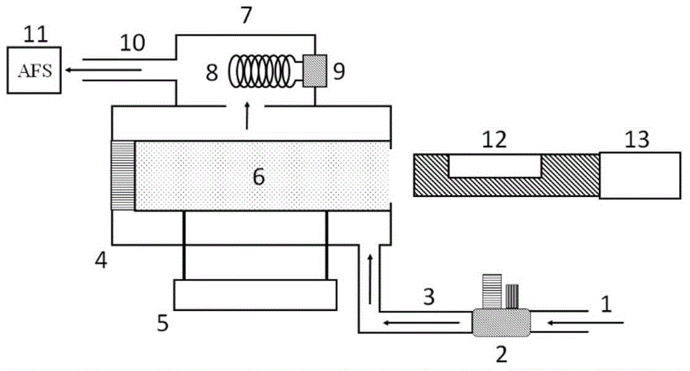 Tungsten filament pre-enrichment device for determining zinc and using method