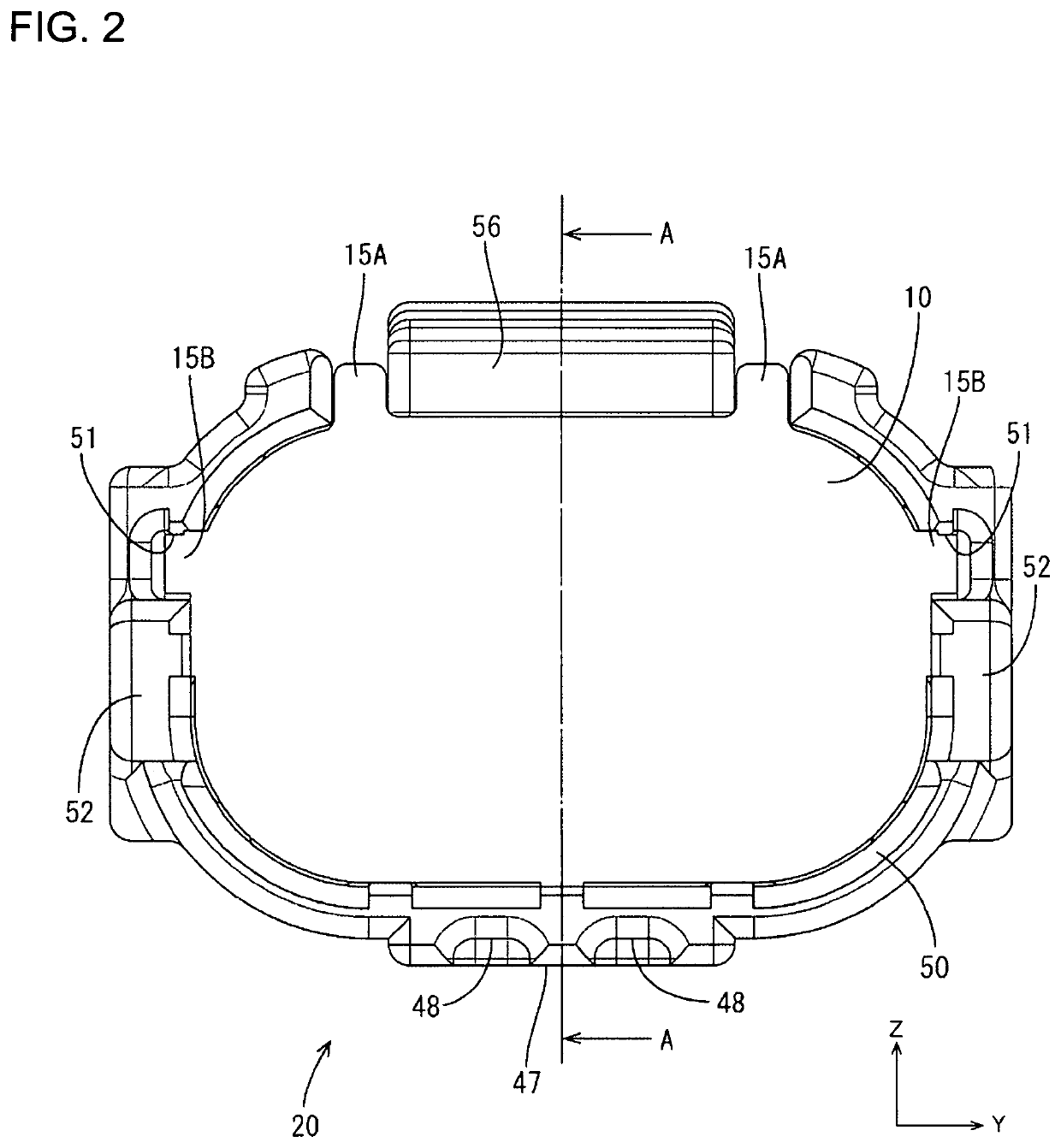 Connector with reinforcing rib