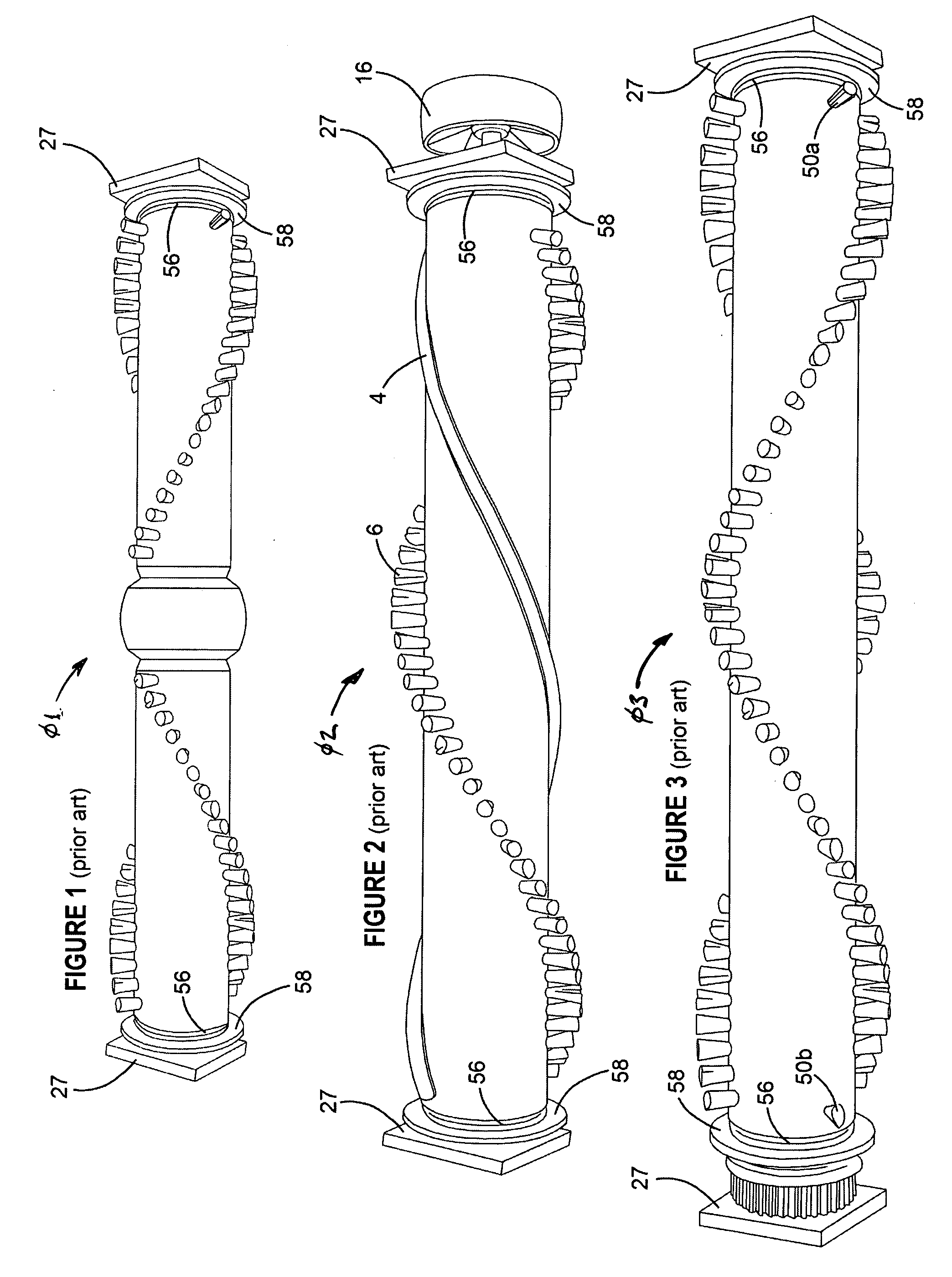 Triple-bearing bristled roller with comprehensive thread guard system