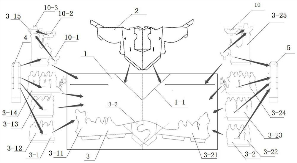 Flat-spread large three-dimensional scene display type three-dimensional book