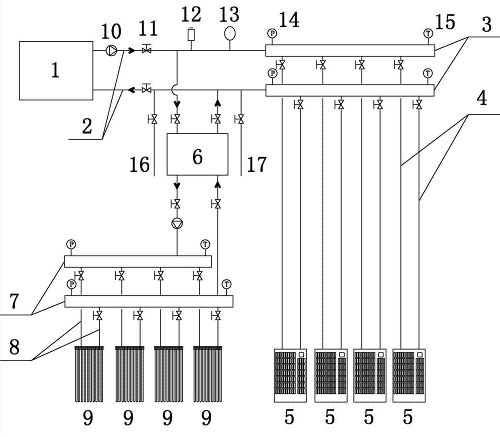 Radiation heating and cooling integrated air conditioner in quick effect and changeable load