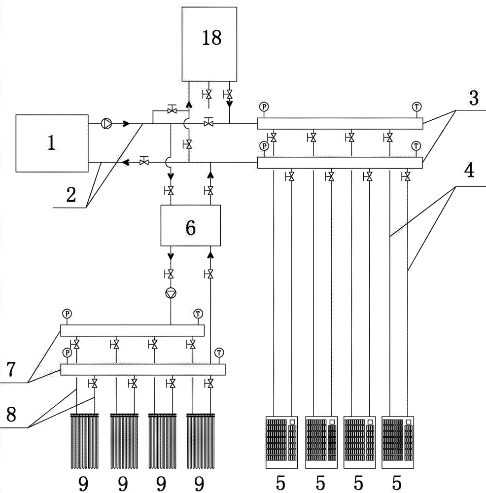 Radiation heating and cooling integrated air conditioner in quick effect and changeable load