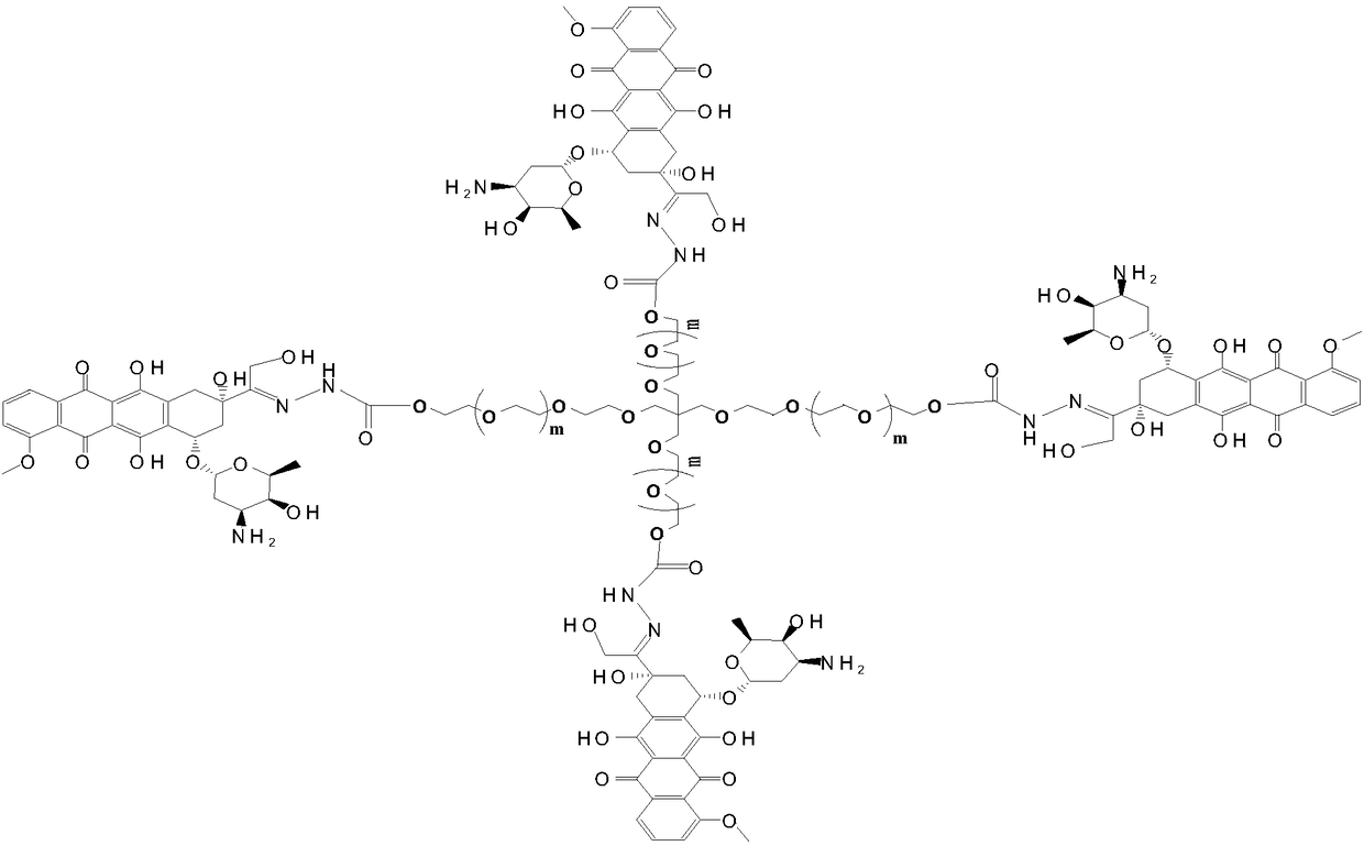 Multi-arm PEGylated (Polyethylene Glycolylated) azithromycin derivative and preparation thereof