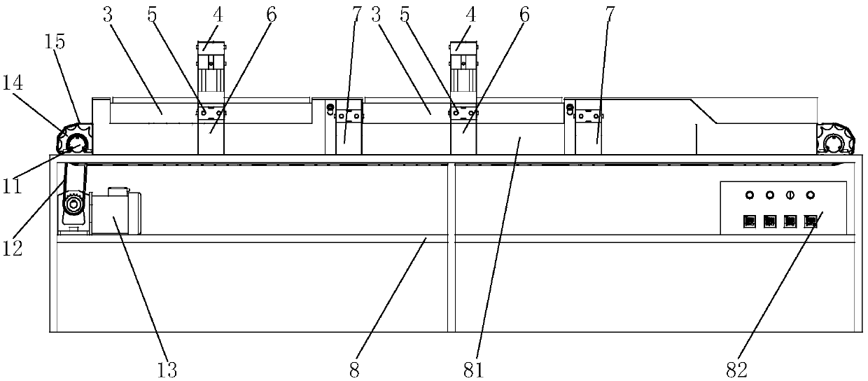 Device for automatic conveying distribution of heating-up furnace glassware