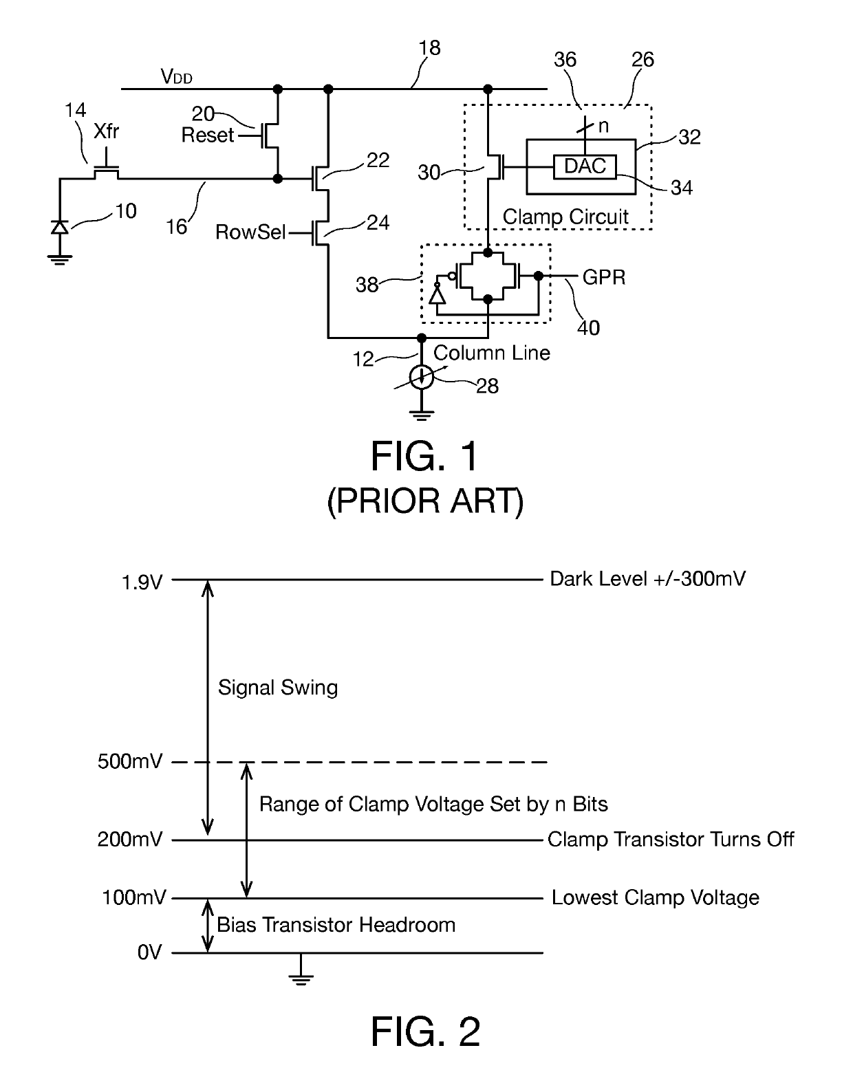 Column line clamp circuit for imaging array