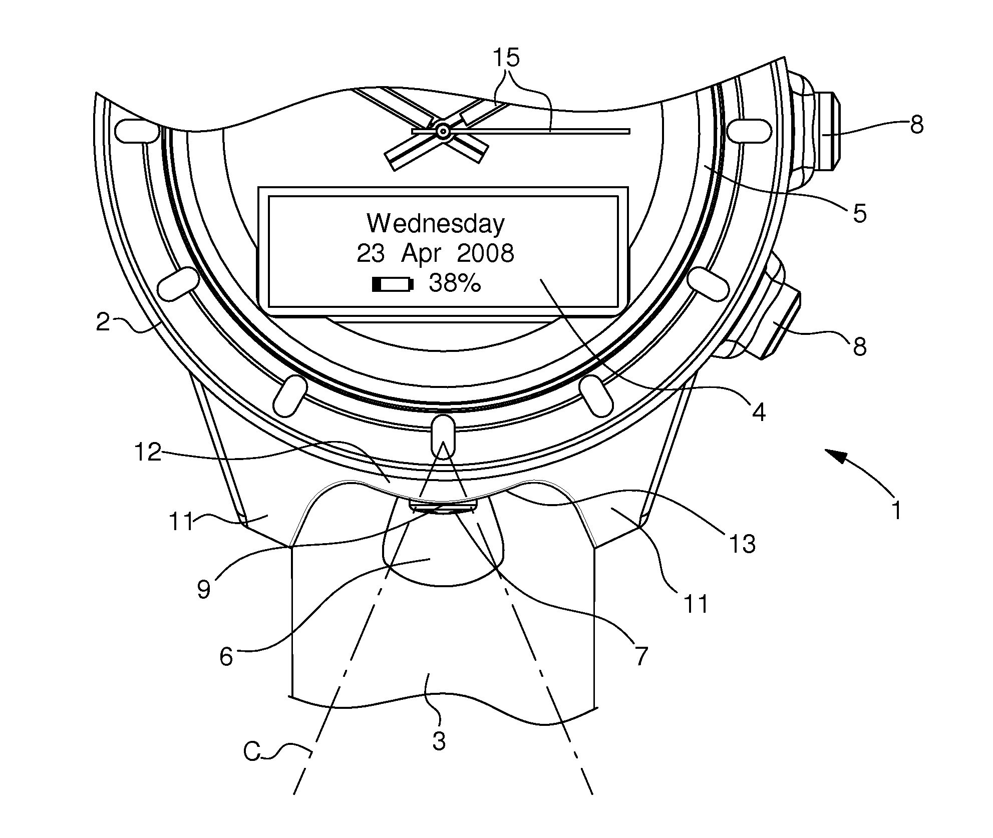 Watch including a built-in microphone in the watchcase