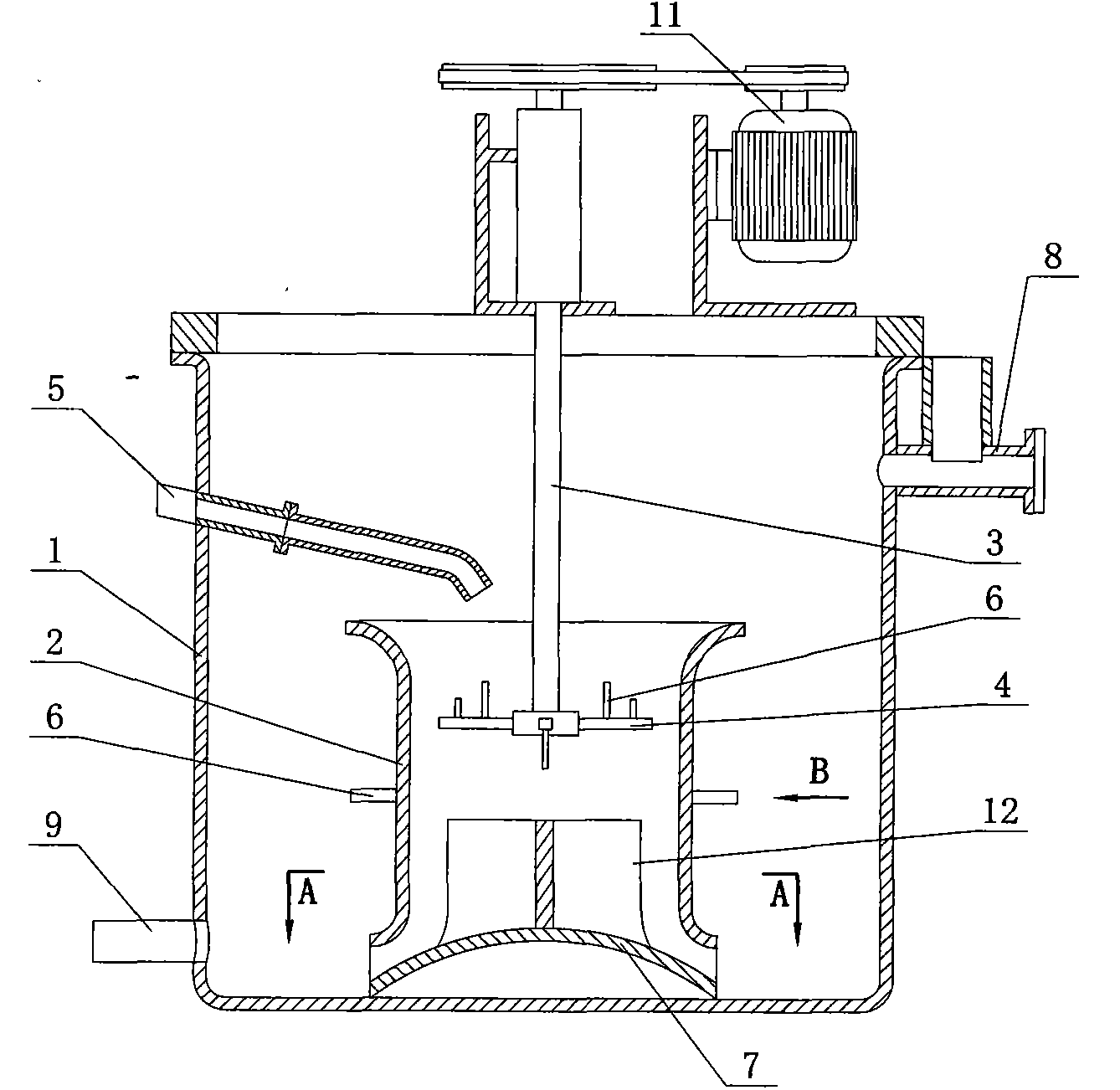 Agitating tank for ore dressing