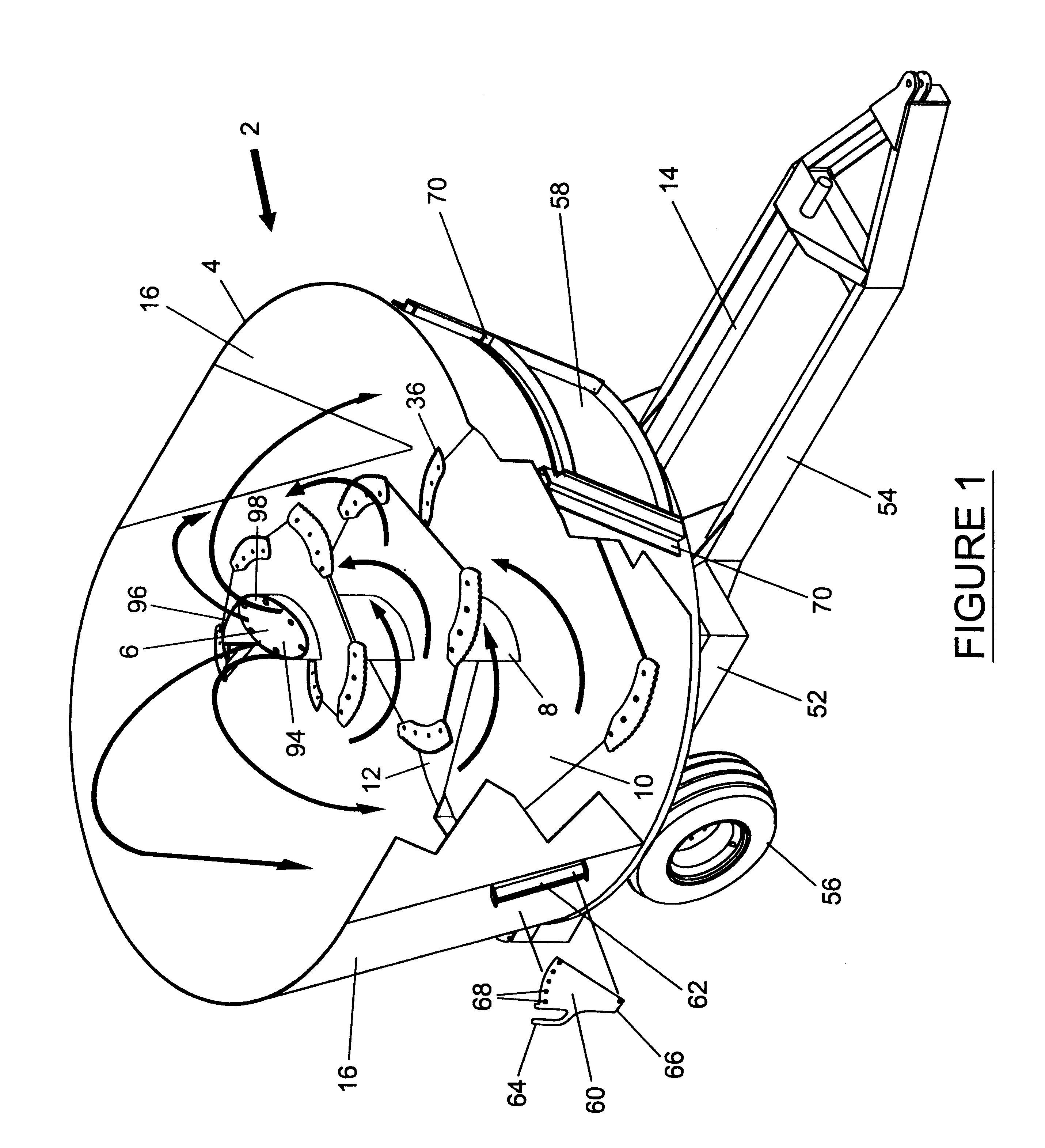 Vertical feed mixer with auger having center post with sloped top