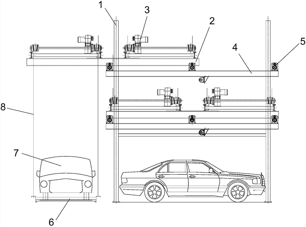 Oblique angle column lifting transverse moving three-dimensional garage