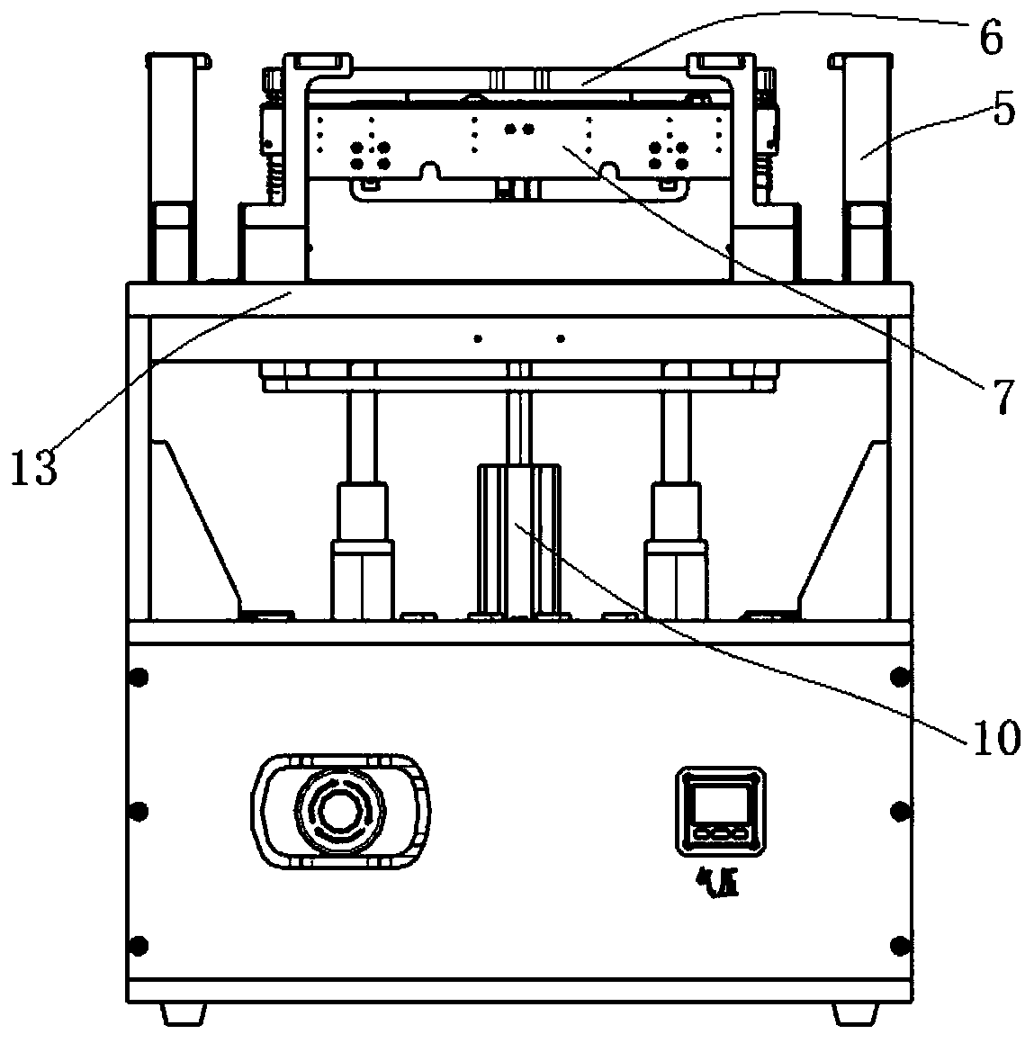 Semi-automatic assembly device and method for front frame and screen of automobile vehicle-mounted screen