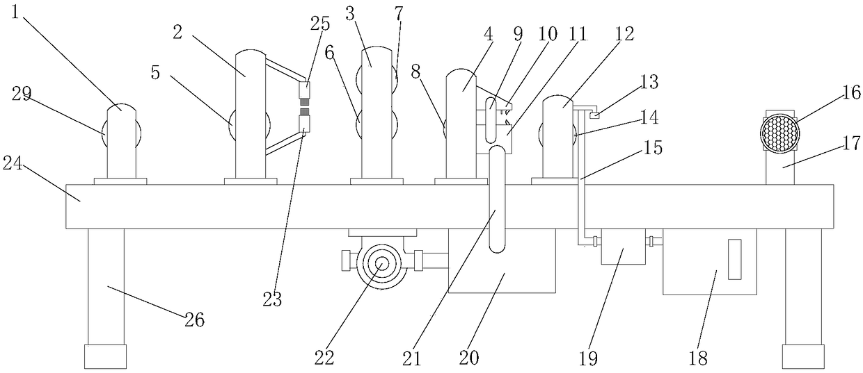 Textile fabric printing and dyeing pretreatment device