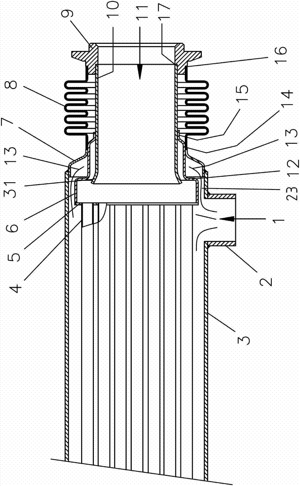 Waste gas inlet end structure of EGR (Exhaust Gas Recirculation) cooler