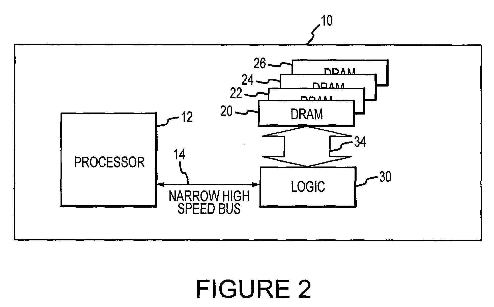 Memory system and method using stacked memory device dice, and system using the memory system