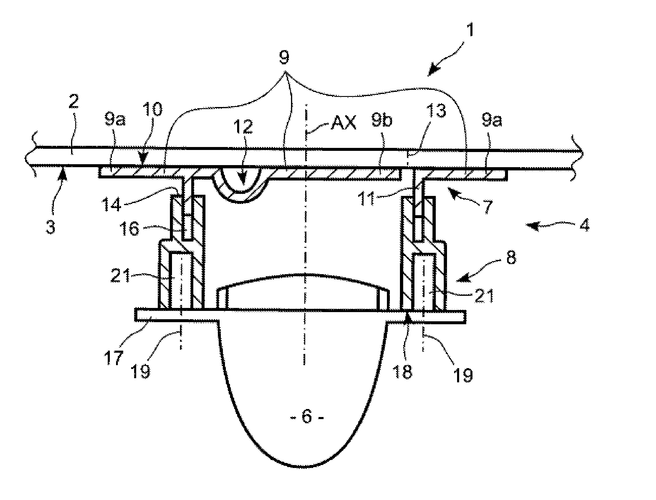 Ageing-resistant mounting for inflatable airbag module