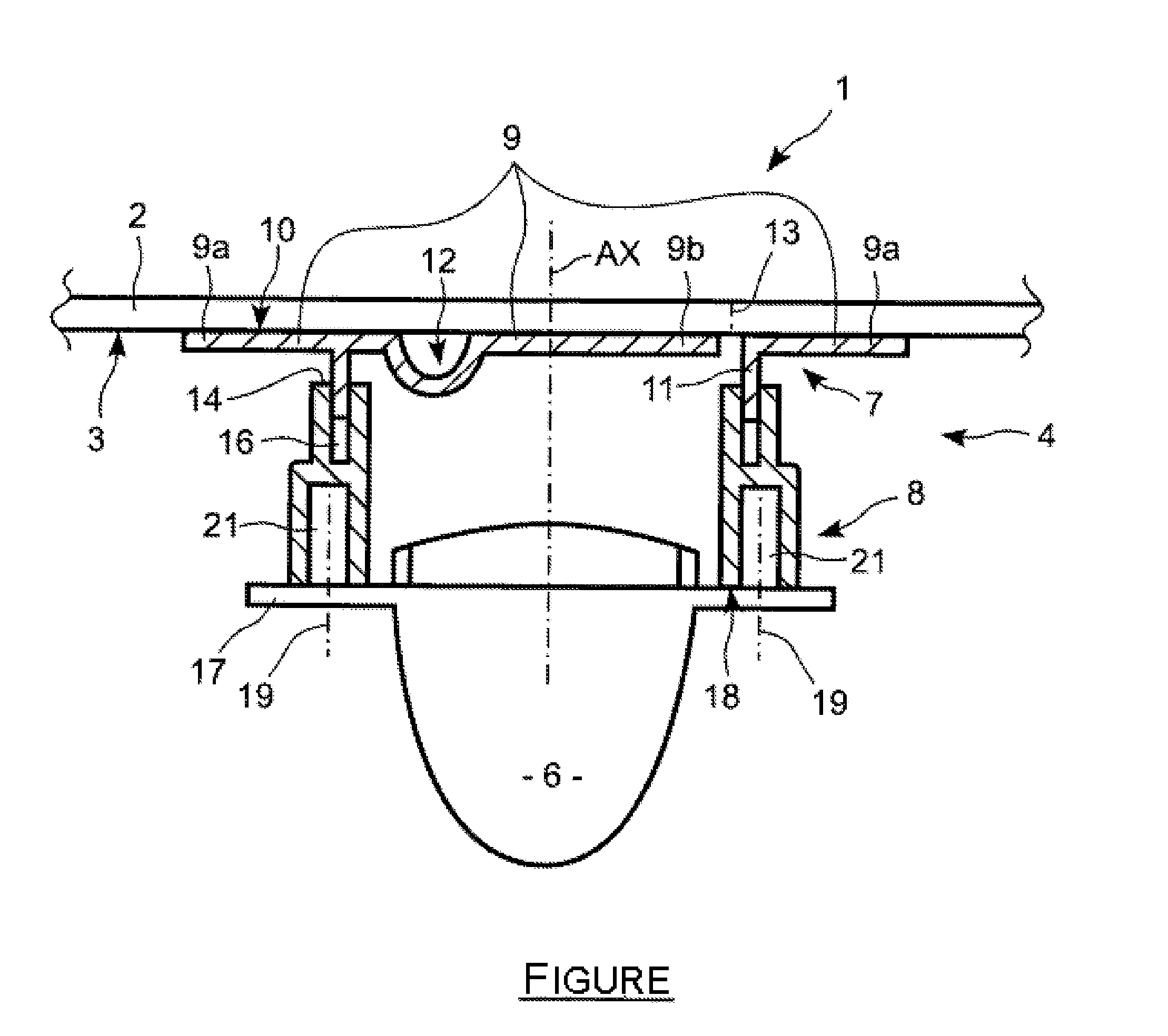 Ageing-resistant mounting for inflatable airbag module