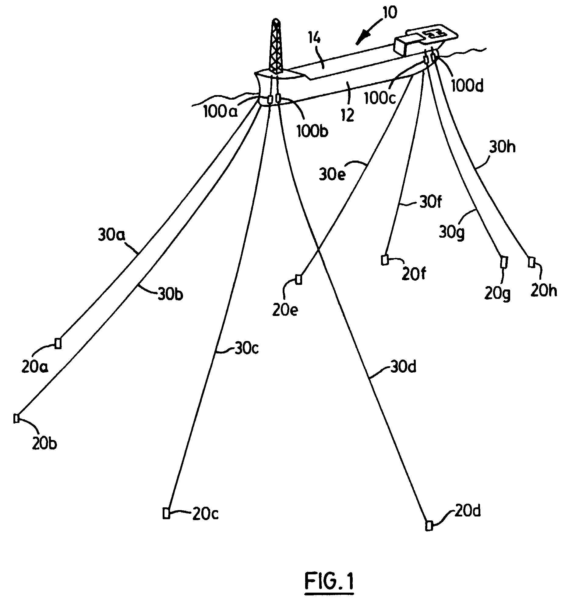 Underwater chain stopper and fairlead apparatus for anchoring offshore structures