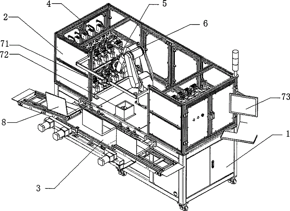 Automatic labeling machine of six-axis mechanical arm