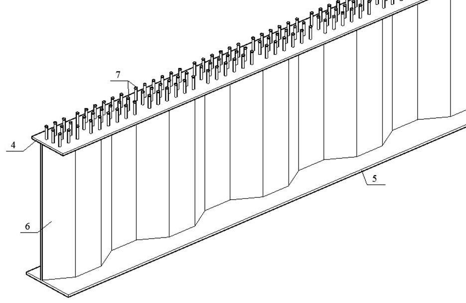 Corrugated steel web I-shaped composite beam for steel-concrete superposed bridge deck