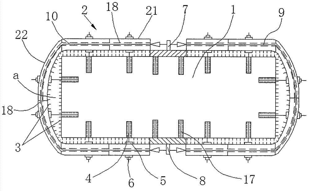 Reinforcing structure of reinforced concrete arch bridge main arch ring