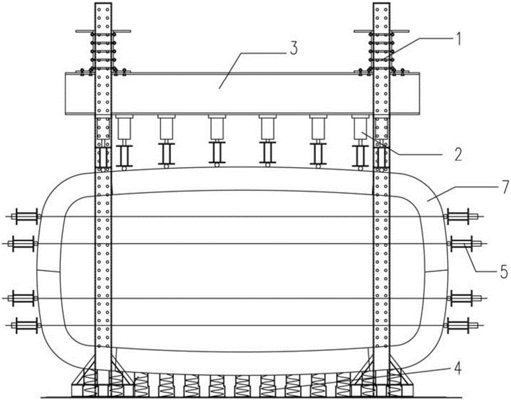 Vertical loading testing device for integral ring tunnel structure