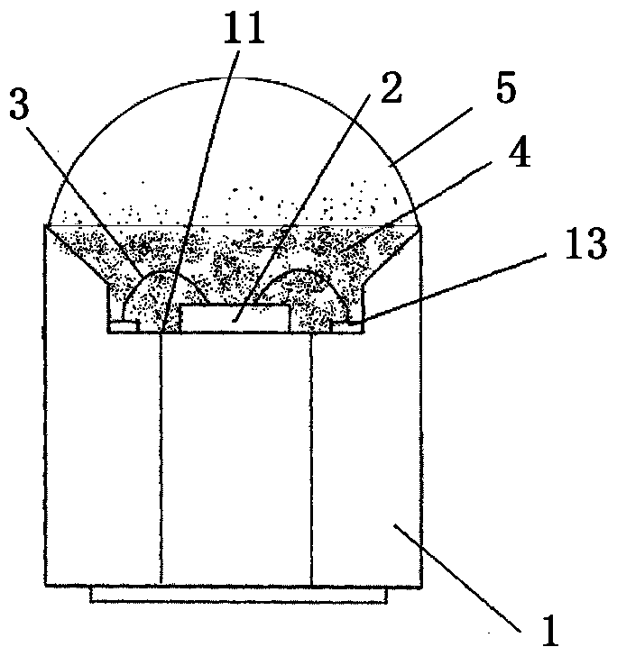 LED lamp bead with characteristic of 360-degree light emitting and production process thereof