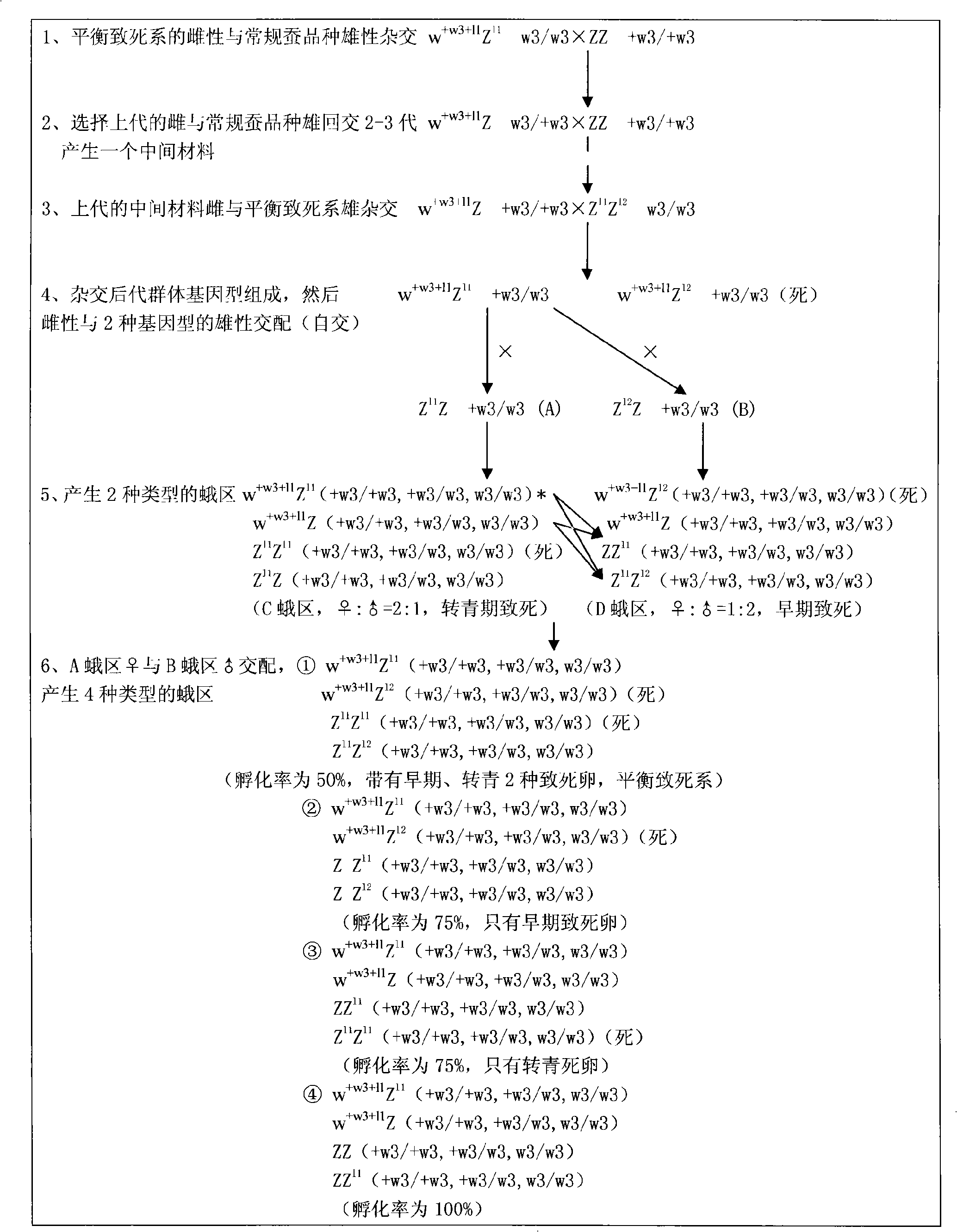 Method for improving traits in sex-linkaged balanced lethal silkworm strain by hybridization