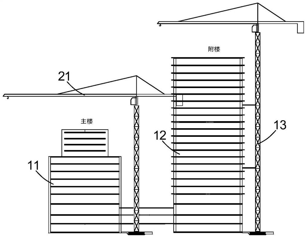 Method for super-long supporting arm of tower crane under special working condition