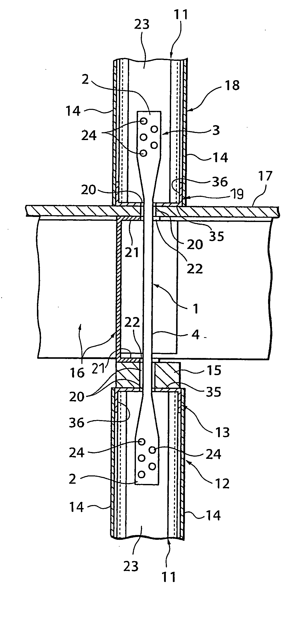 Joint fitting between members, joint structure of upper and lower floor vertical frame members, and method of joining