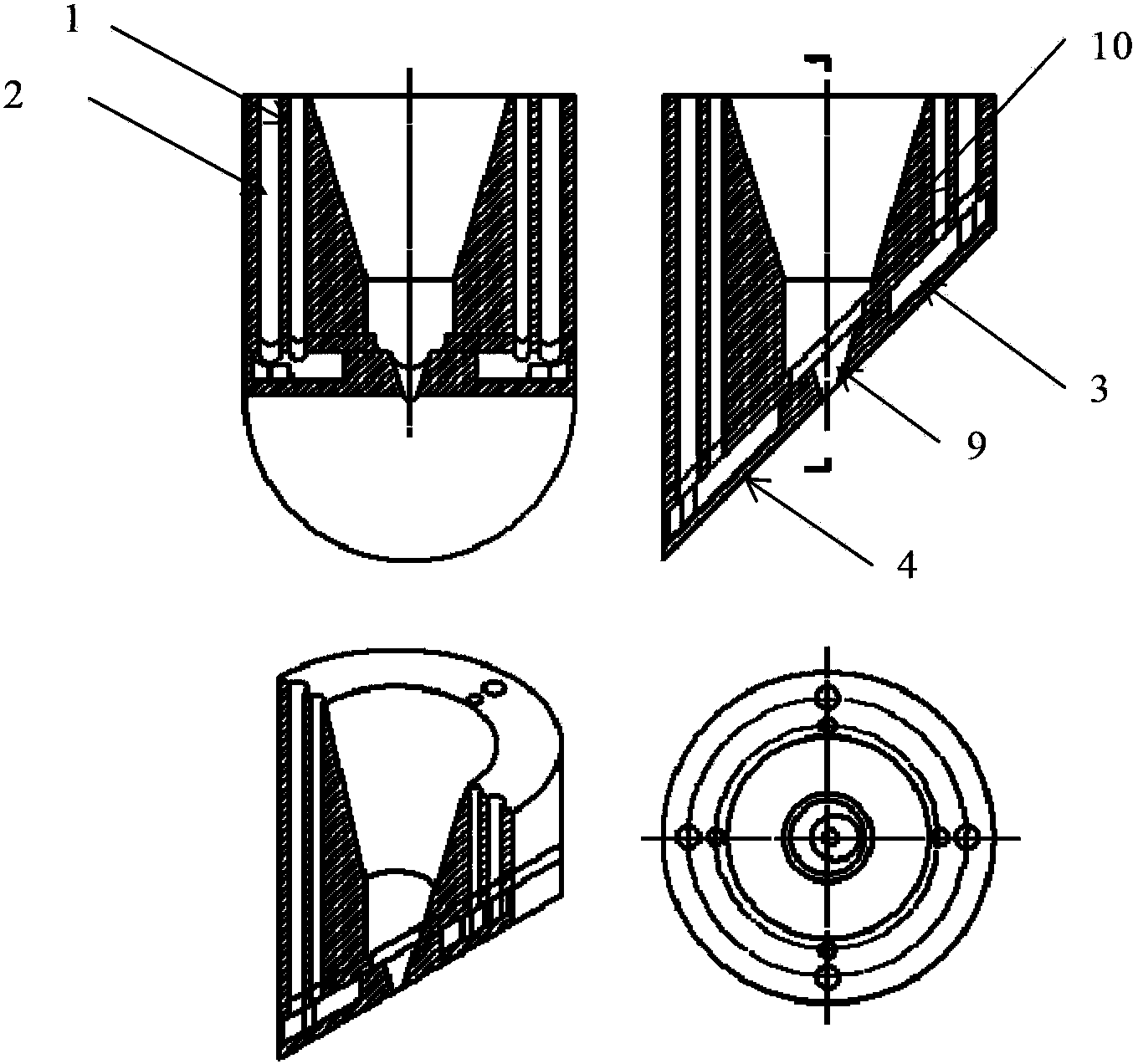 Multi-inlet single-cavity type hot diaphragm cooling device for ground-based solar telescope