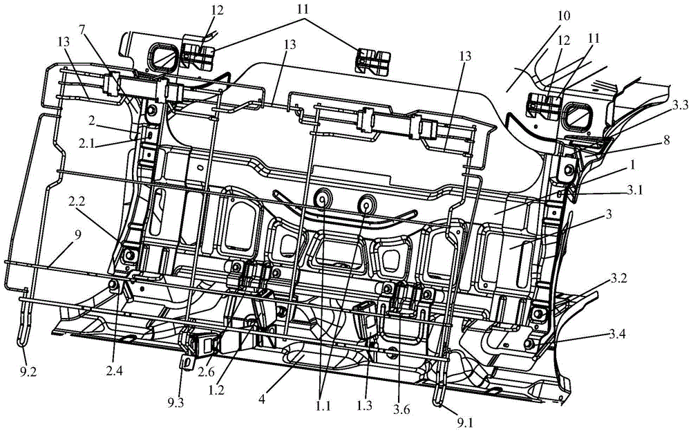 Split structure and assembly method of backrest frame of automobile rear seat